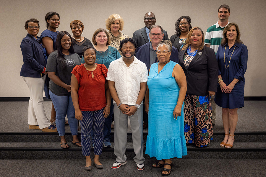 an image of the members of the qep committee serving florence-darlington technical college. The members are Casey Copeland, Courtney Brockington-Allison, Elizabeth Crow, Genell Gause, Jeronell Bradley, JoAnn Mack, Jozie Black-Giovannini, Dr. Justin Pearson, Dr. Marie Cottingham, Dr. Mark Rooze, Mary Dickson, Nastasia Guy, Paula McLaughlin, Dr. Tonya Mack, and Dr. Veverlyn Watson-Smith.