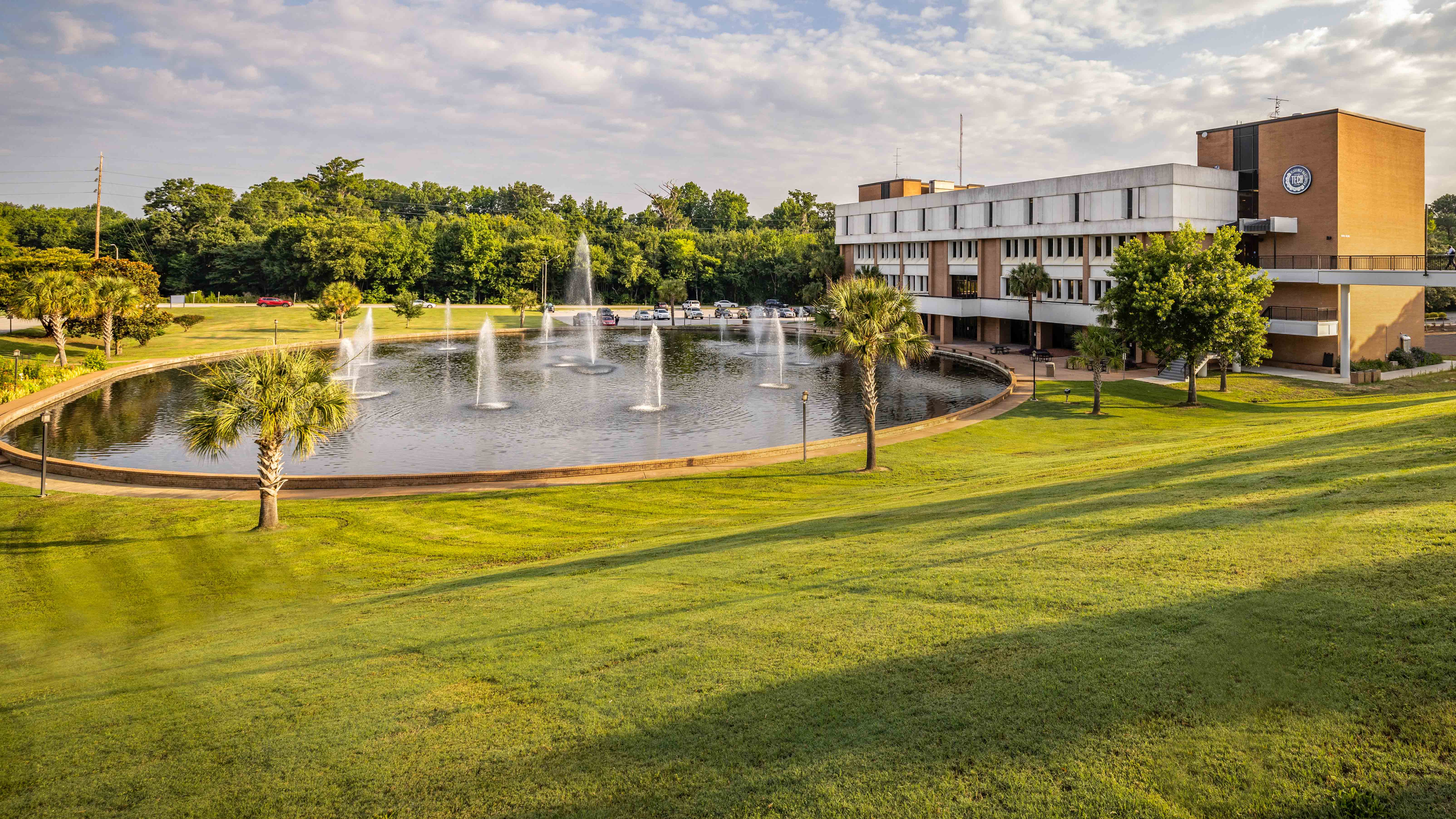An exterior photograph of the main campus 5000 building.