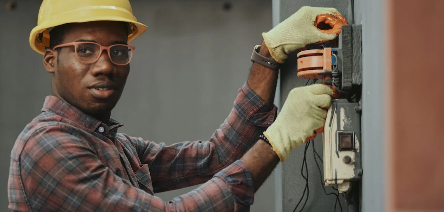 Construction student working
