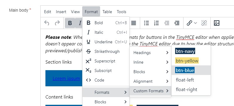 How to add custom button styles in the TinyMCE editor