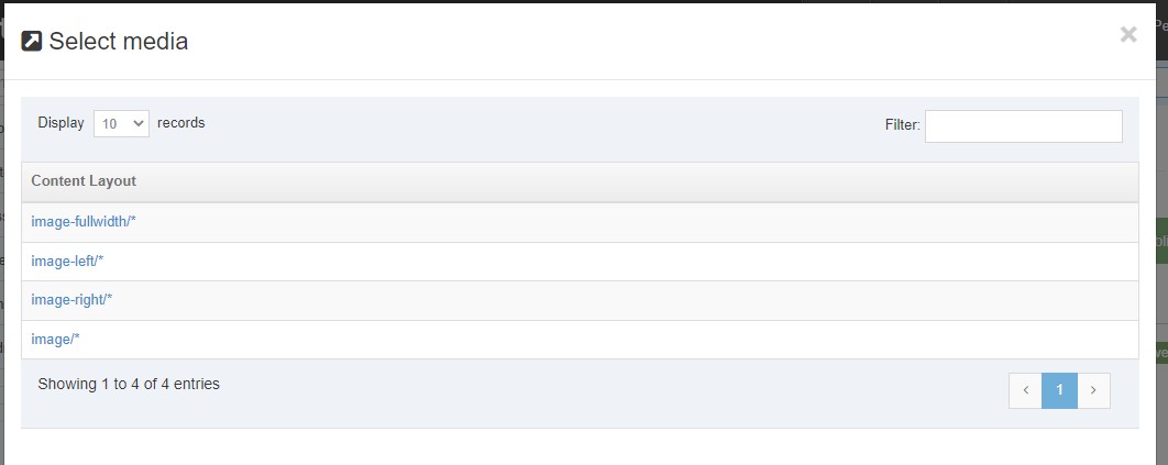 Screenshot showing layout options