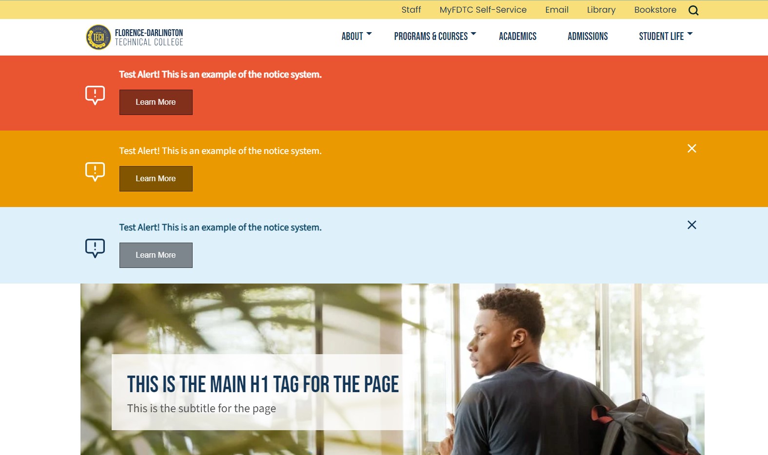Screenshot showing example notices