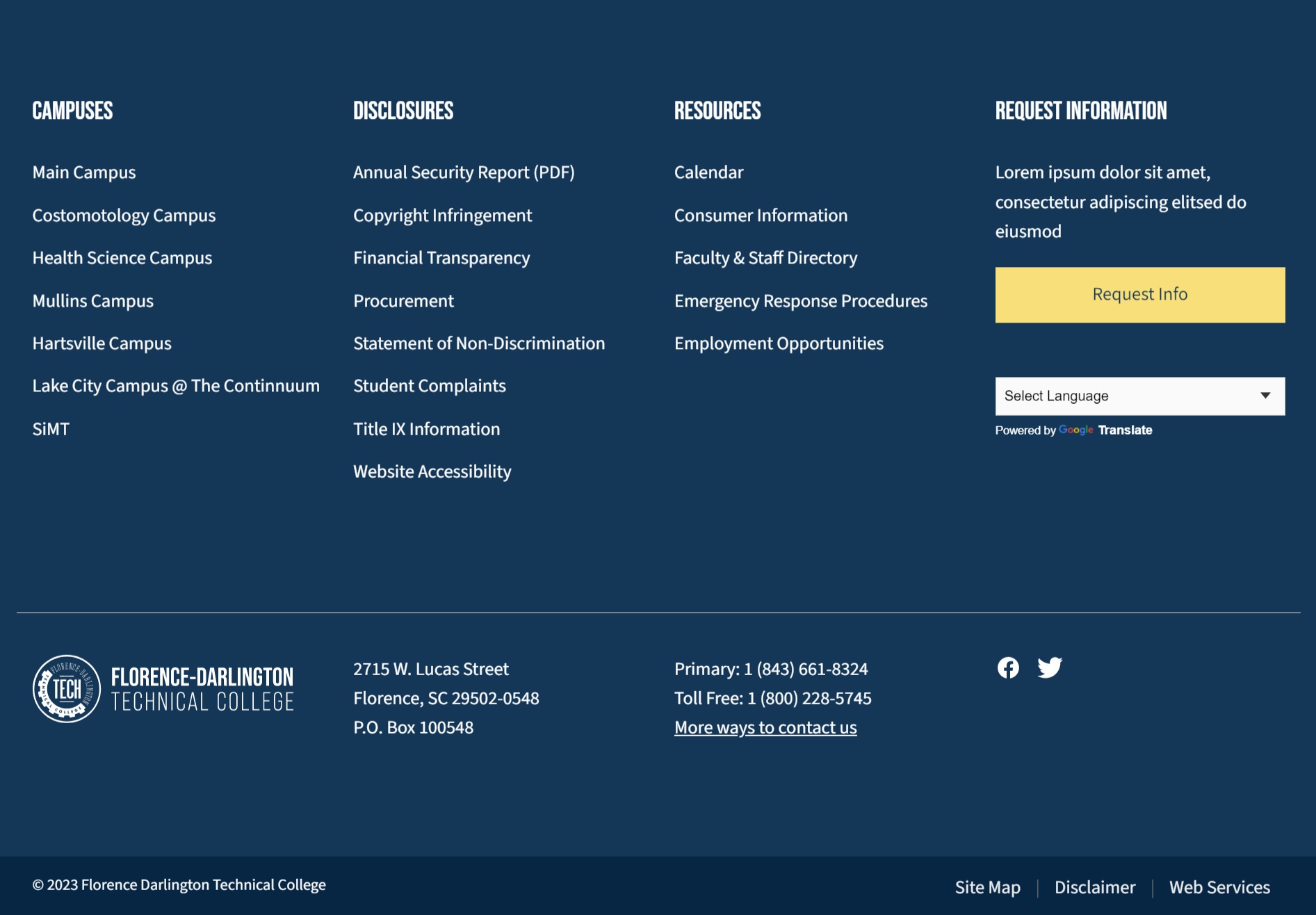 Screenshot showing example of the site footer