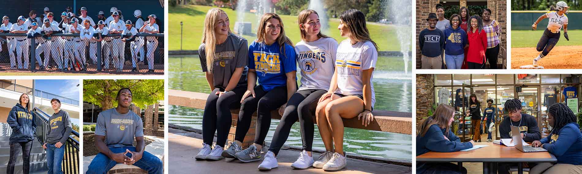 A group of students enjoying campus life at fdtc